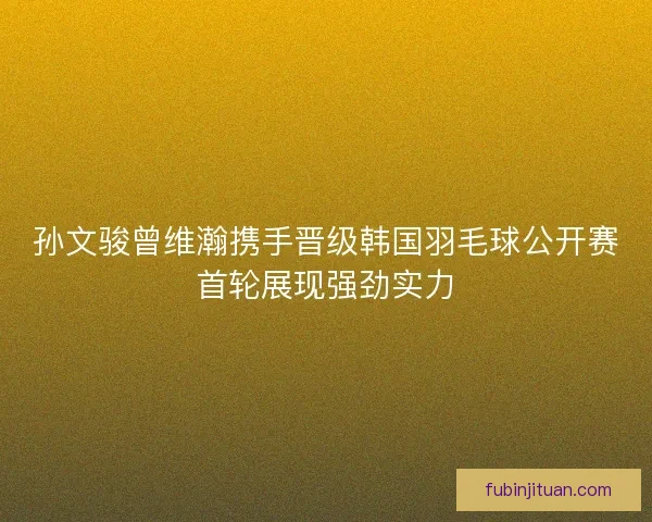 孙文骏曾维瀚携手晋级韩国羽毛球公开赛首轮展现强劲实力