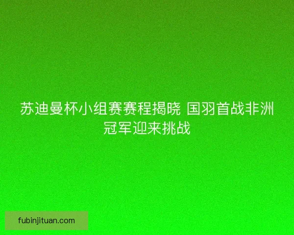 苏迪曼杯小组赛赛程揭晓 国羽首战非洲冠军迎来挑战